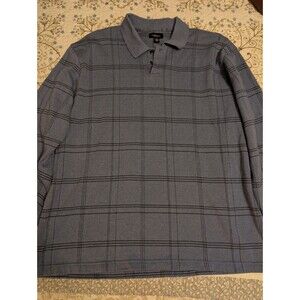 Van Heusen Studio Henley Shirt Mens Size 2XL Tall Blue Collared Check Sweater